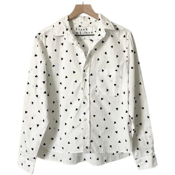 Frank & Eileen Tops - Frank & Eileen Silvio Button-Up Shirt Superluxe White Black Hearts Size Medium